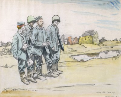 Four German Prisoners by a French Village by William Orpen